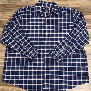 Brooks Brothers Shirt Mens 3XLT Navy White Plaid Non Iron Supima Button Down
